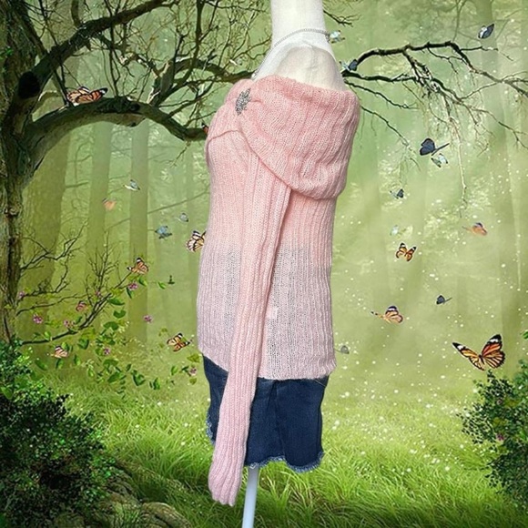 Y2k 90s The Limited Baby Pink Off The Shoulder Top Size S - Picture 4 of 8